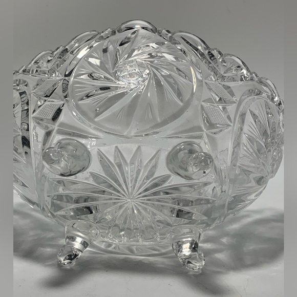 VIOLETTA POLAND HAND CUT 24% LEAD CRYSTAL OVAL FOOTED BOWL - Picture 7 of 9